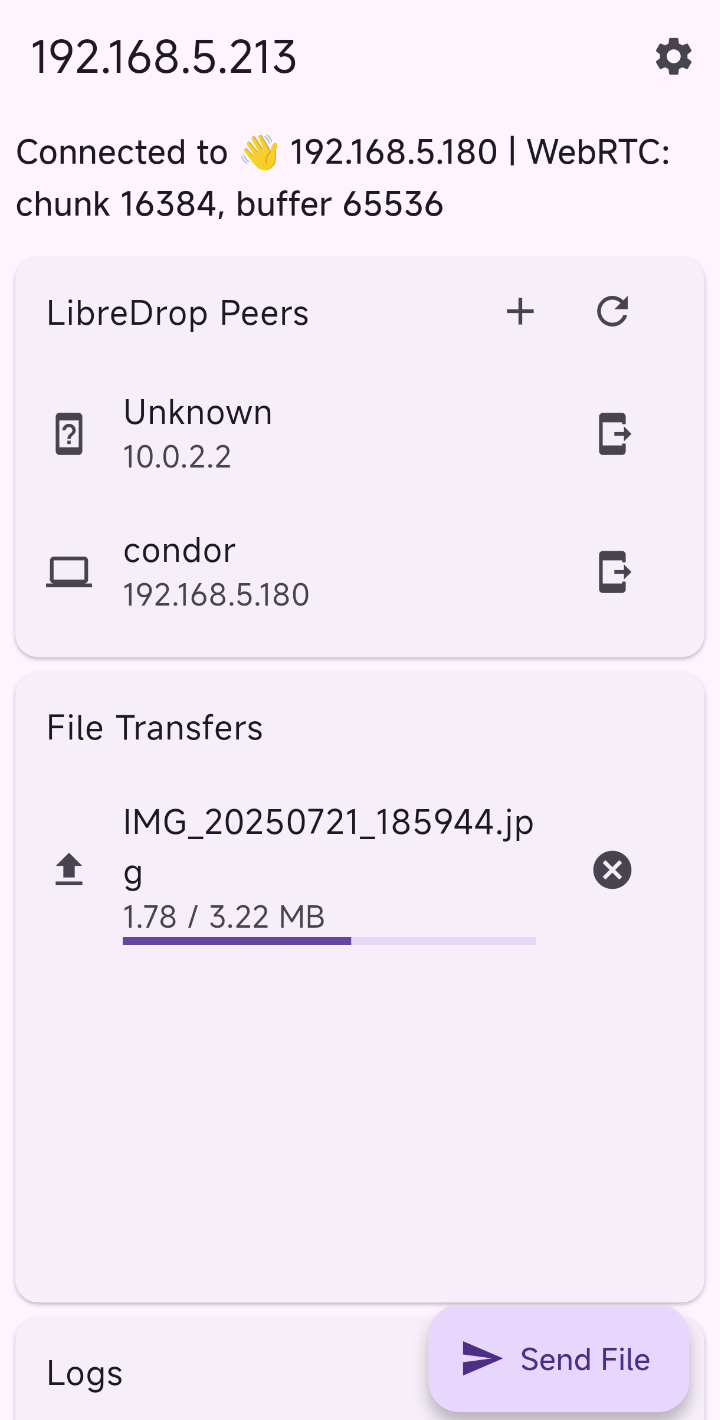 LibreDrop cross-platform file sharing